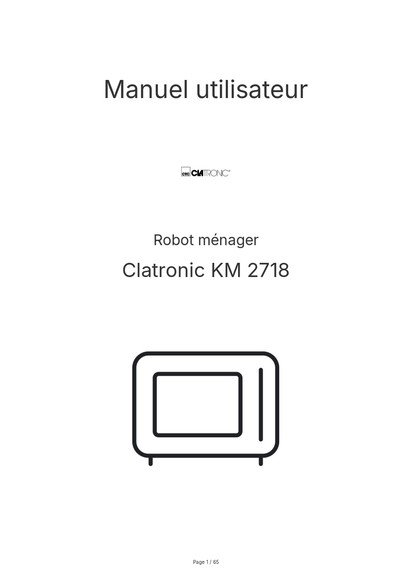 Image de la première page du manuel de l'appareil KM 2718