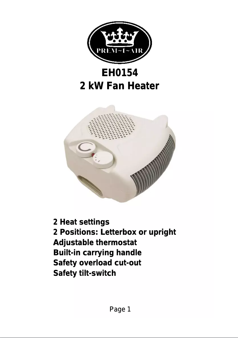 Page n°1 - Manuel utilisateur Prem-I-Air EH0154