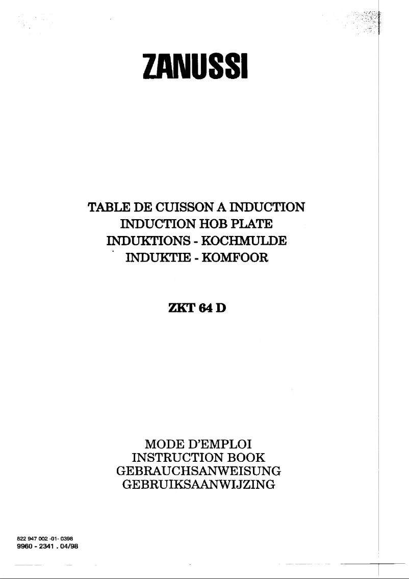 Page n°1 - Manuel utilisateur Zanussi ZKT 64 d