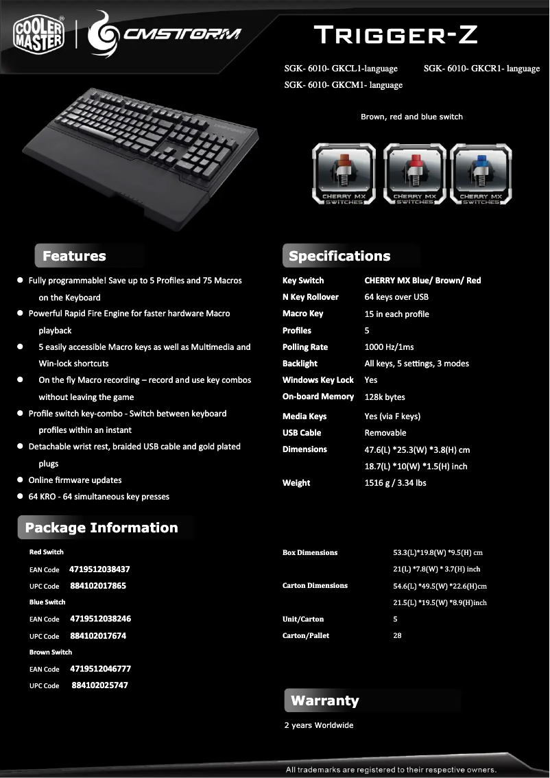 Page 1 de la notice Manuel utilisateur Cooler Master CM Storm Trigger