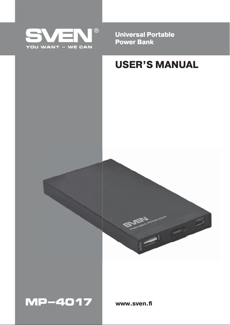 Page 1 de la notice Manuel utilisateur Sven MP-4017