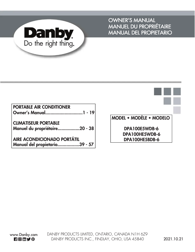 Página 1 del manual Manual de usuario Danby DPA100HE5WDB-6