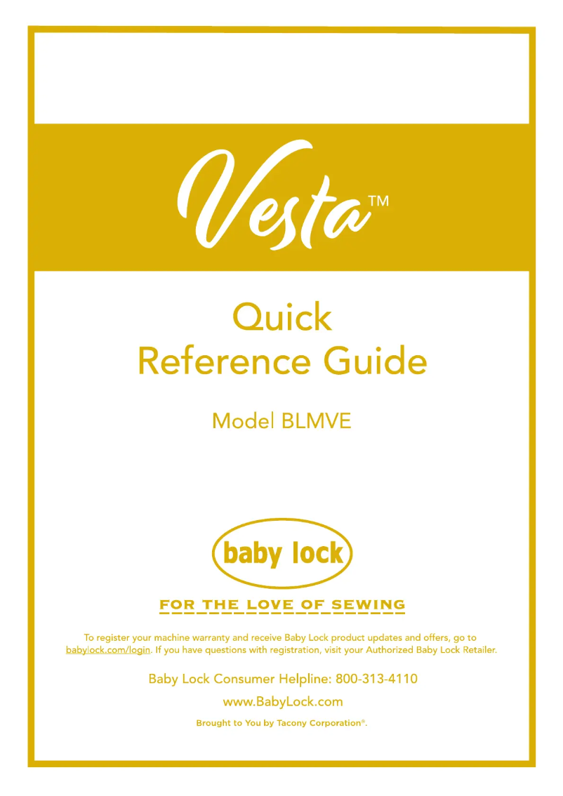 Page 1 de la notice Manuel utilisateur Baby Lock Vesta