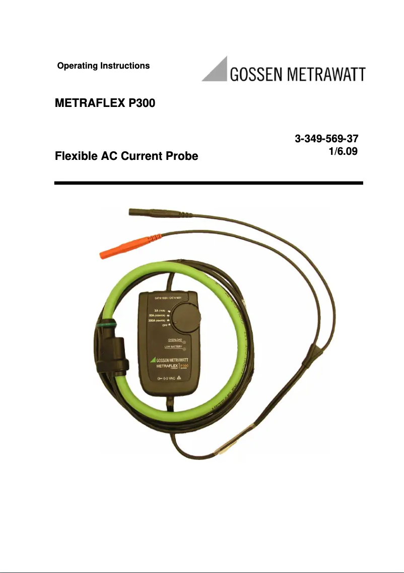 Page 1 de la notice Manuel utilisateur Gossen Metrawatt METRAFLEX P300