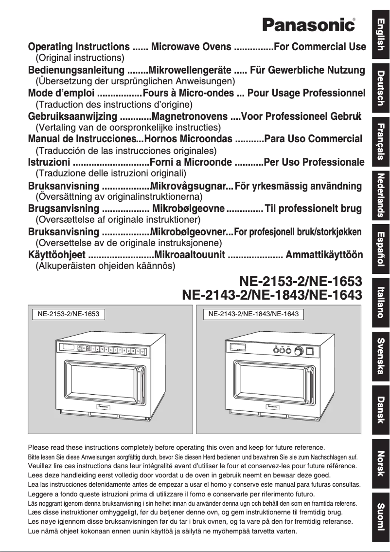 Page n°1 - Manuel utilisateur Panasonic NE-2143-2