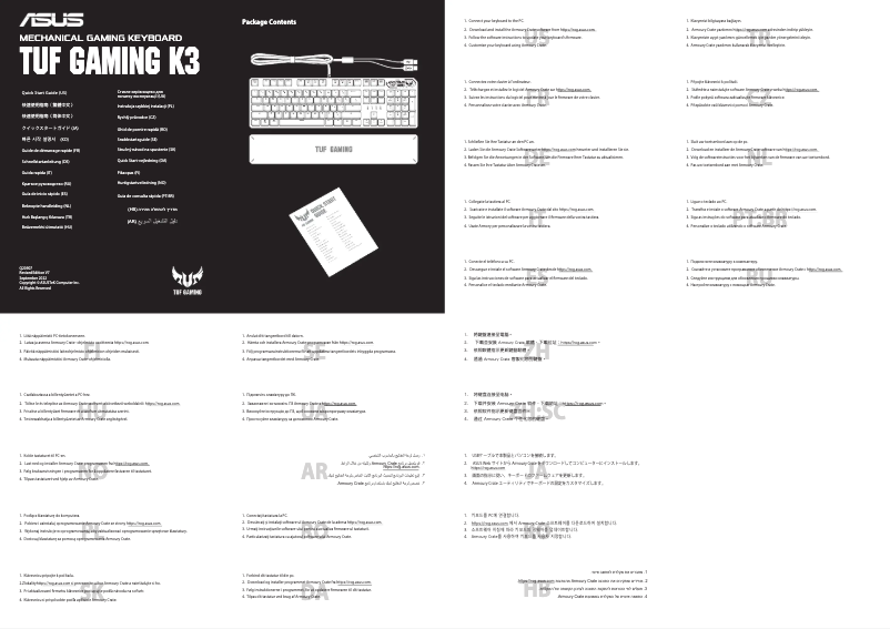 Page n°1 - Guide de démarrage rapide Asus TUF Gaming K3