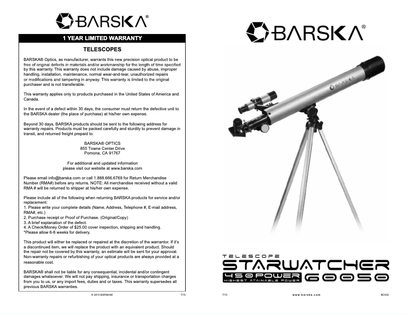 Page 1 de la notice Manuel utilisateur Barska AE10748