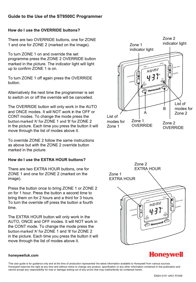 Page 1 de la notice Manuel utilisateur Honeywell ST9500C