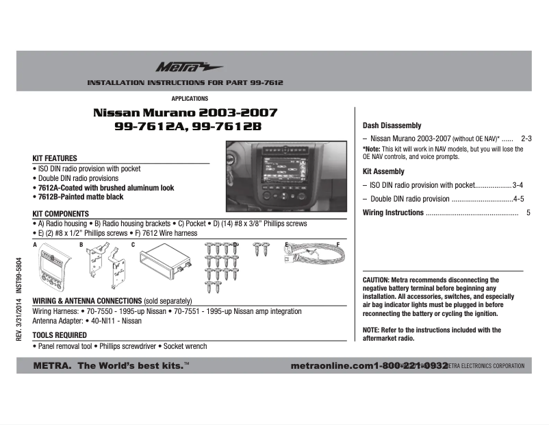 Image de la première page du manuel de l'appareil 99-7612