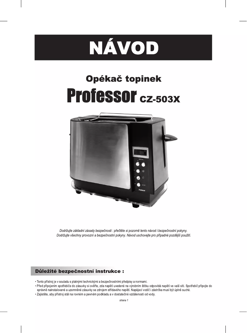 Page n°1 - Manuel utilisateur Professor CZ-503X
