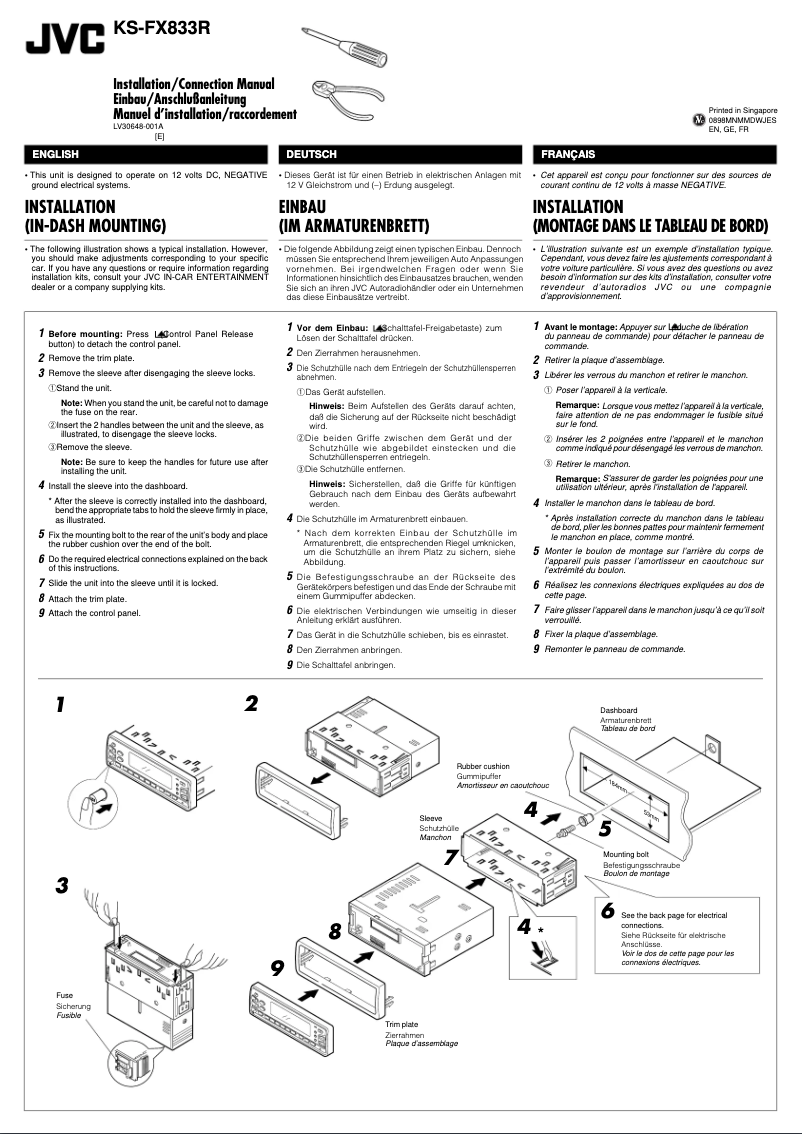 Image de la première page du manuel de l'appareil KS-FX833R