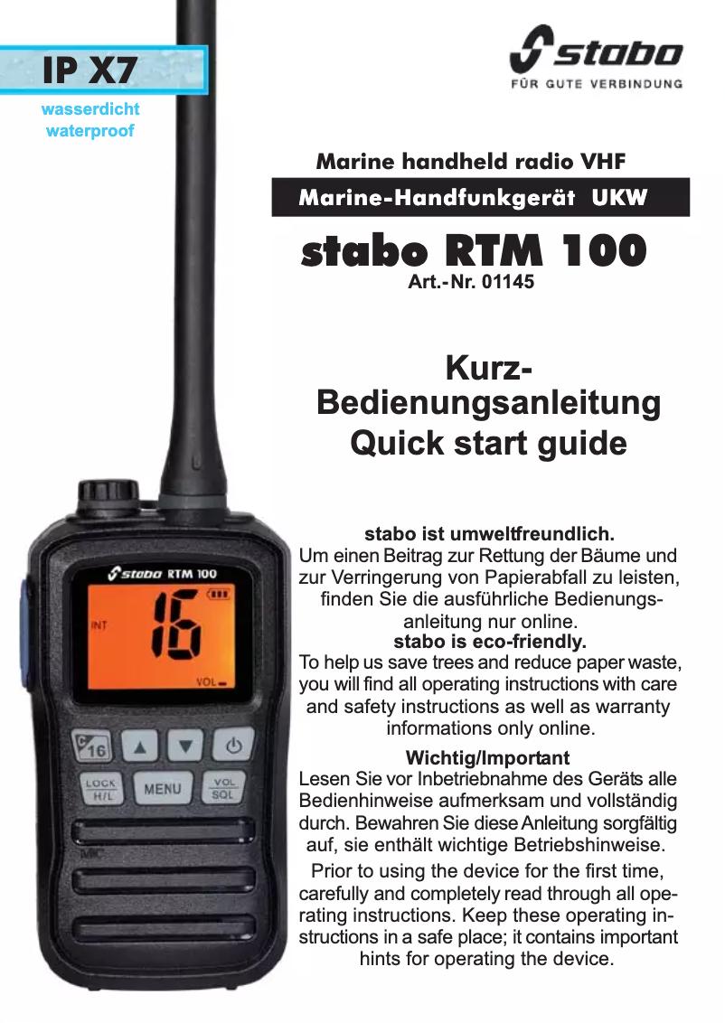 Página 1 del manual Manual de usuario Stabo RTM 100