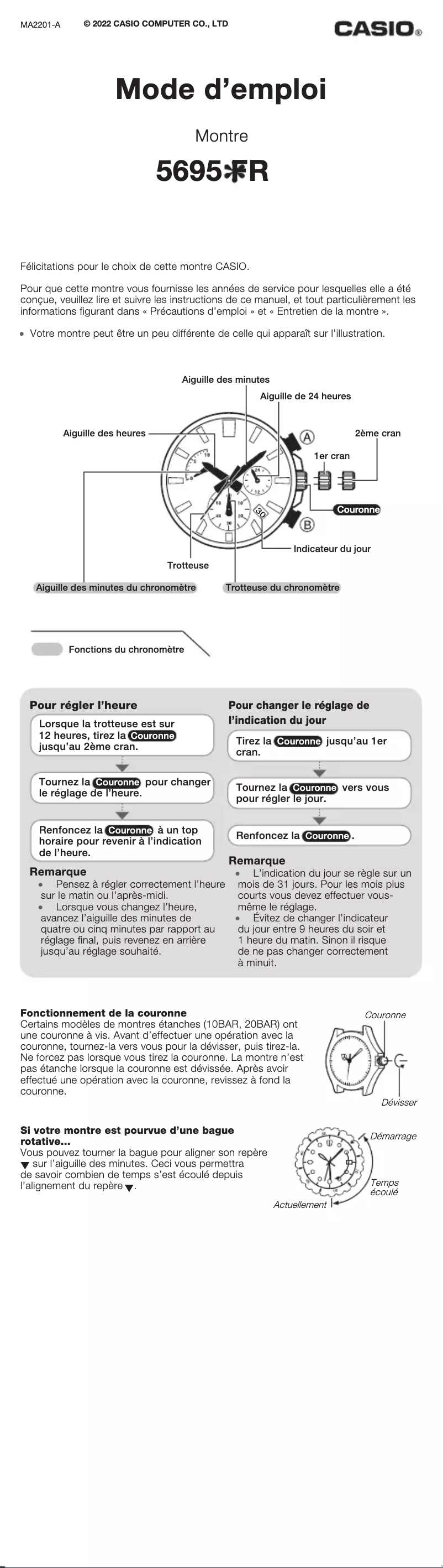 Page 1 de la notice Manuel utilisateur Casio Edifice EFR-539D-1A2V