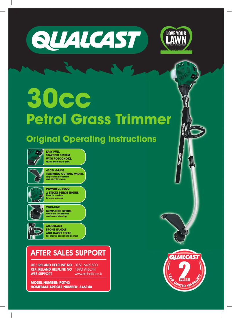 Page 1 de la notice Manuel utilisateur Qualcast HQ-PT 3043