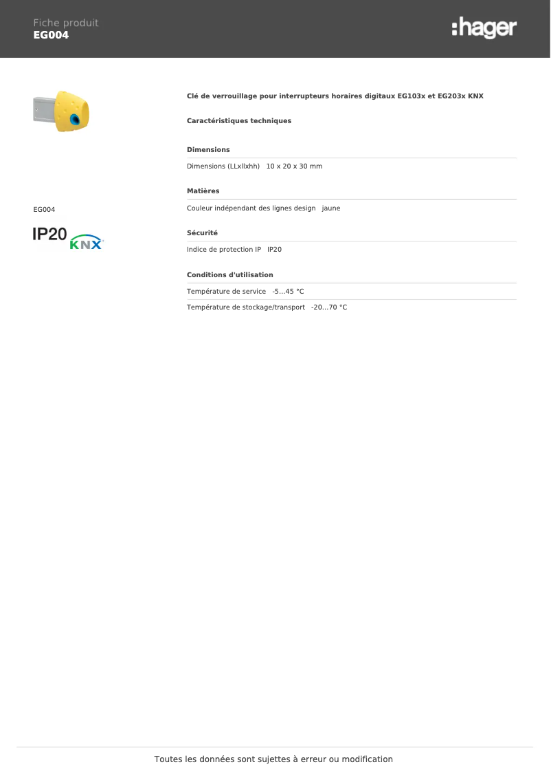 Image de la première page du manuel de l'appareil EG004