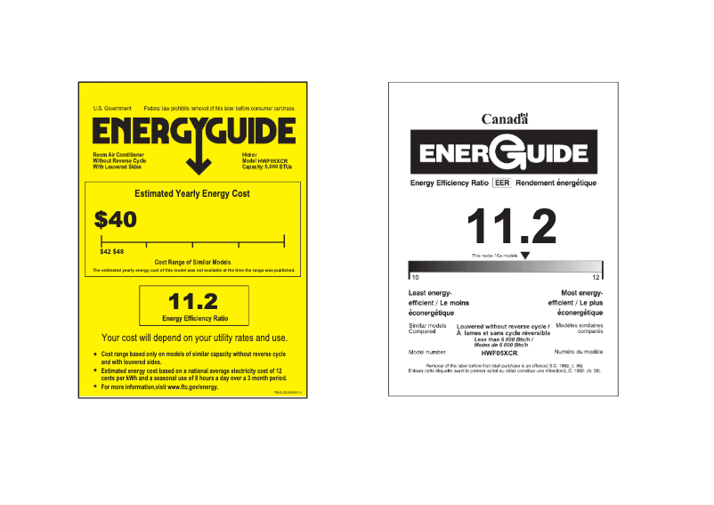 Page 1 de la notice Label énergétique Haier HWF05XCR