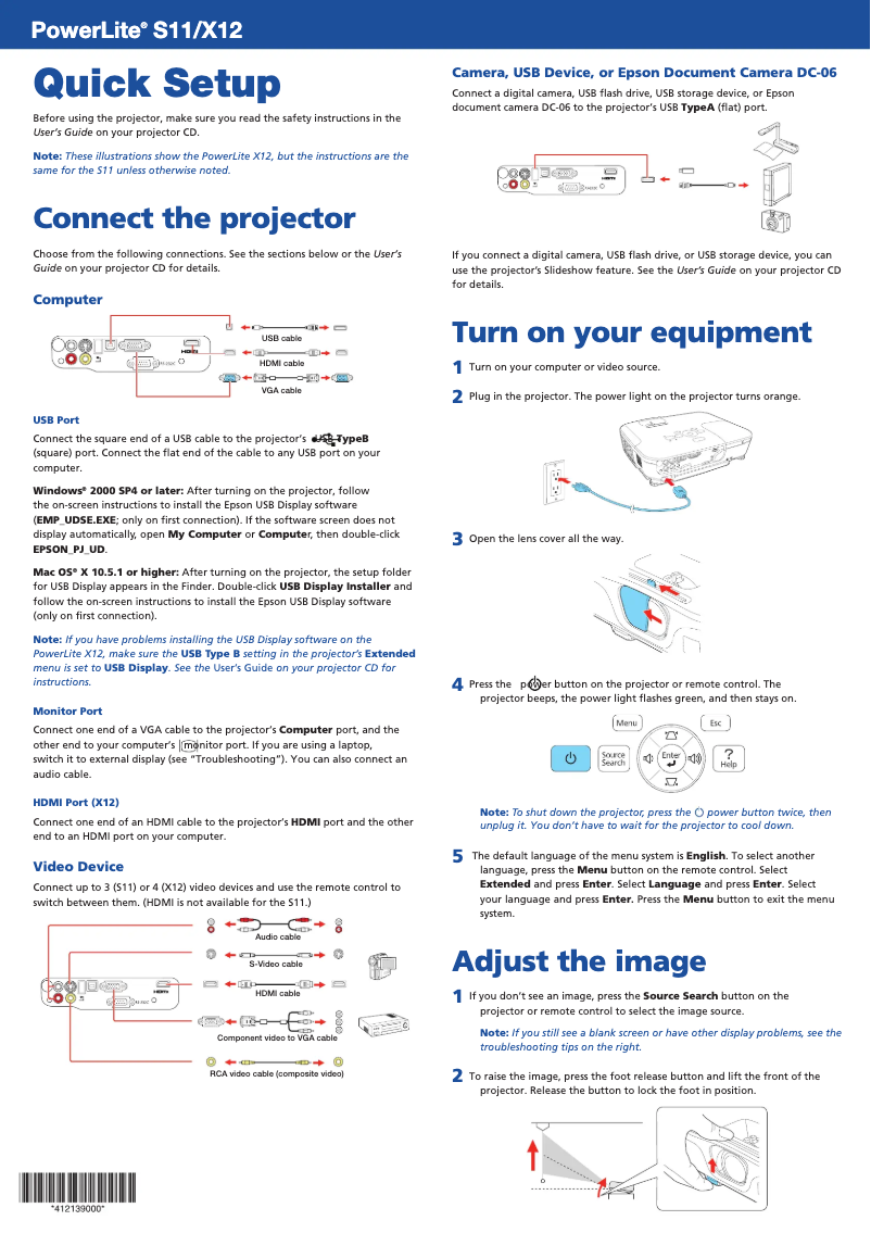 Página 1 del manual Manual de usuario Epson PowerLite X12