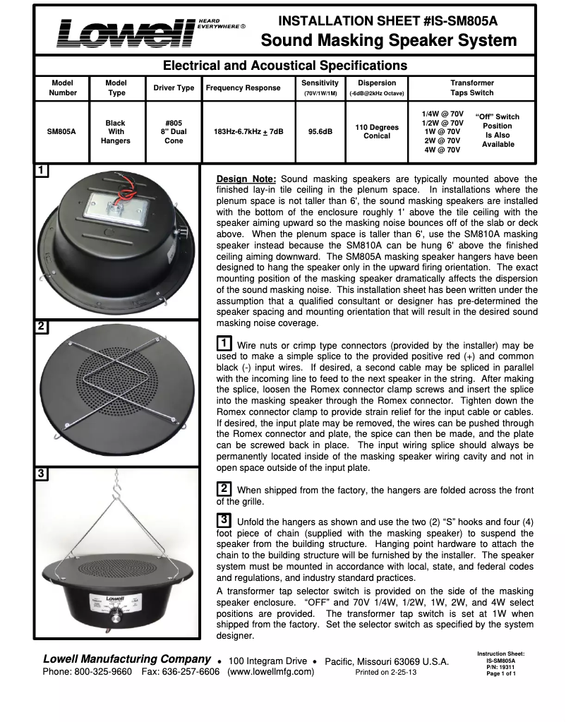 Image de la première page du manuel de l'appareil SM805A