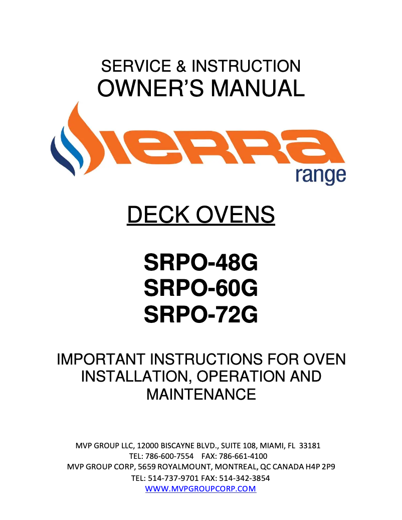 Page 1 de la notice Manuel utilisateur Sierra Range SRPO-48G