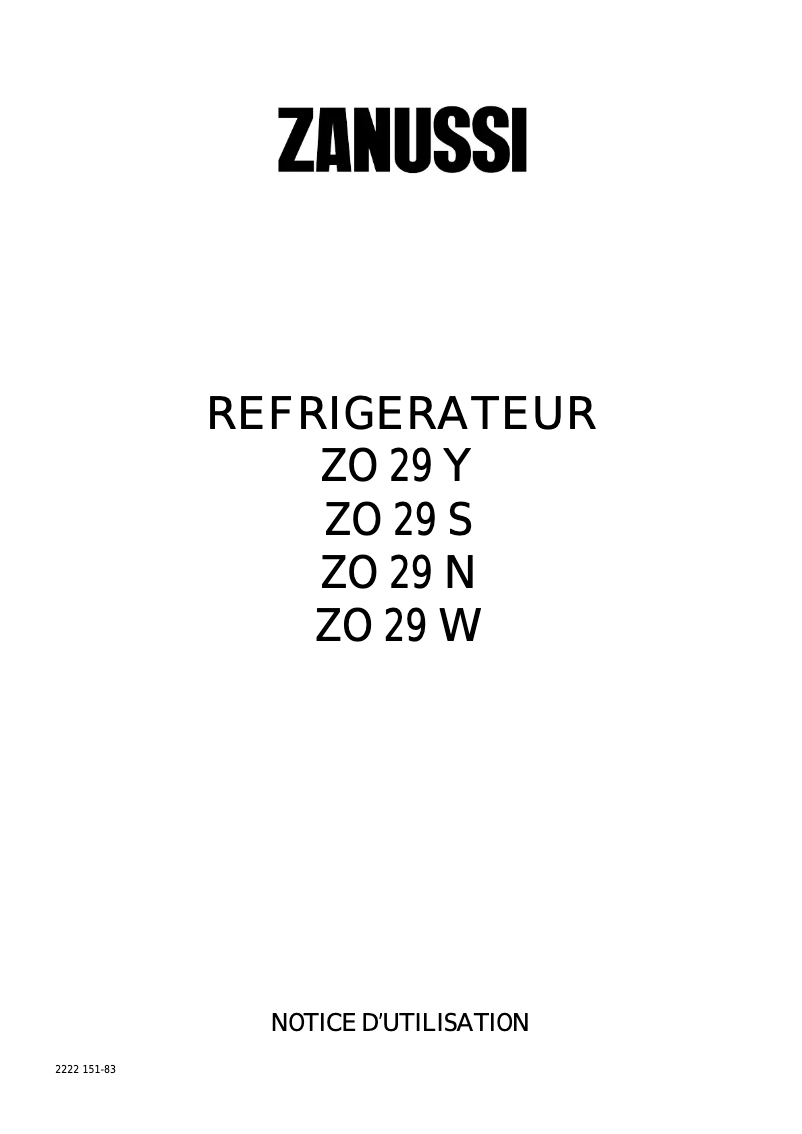 Page 1 de la notice Manuel utilisateur Zanker IMF 140