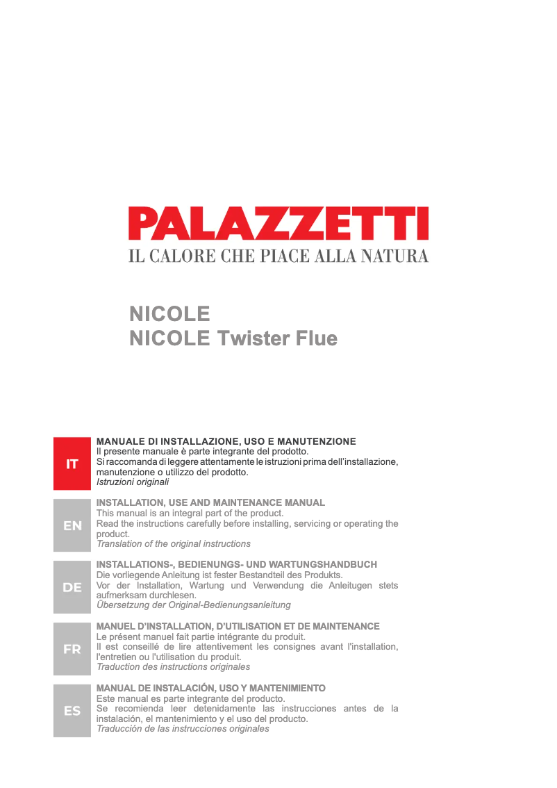 Page n°1 - Manuel utilisateur Palazzetti Nicole