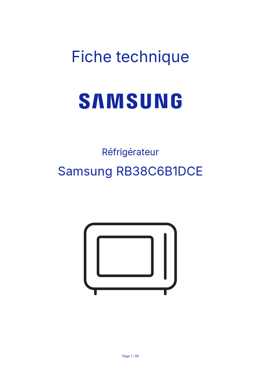 Page n°1 - Fiche technique Samsung RB38C6B1DCE