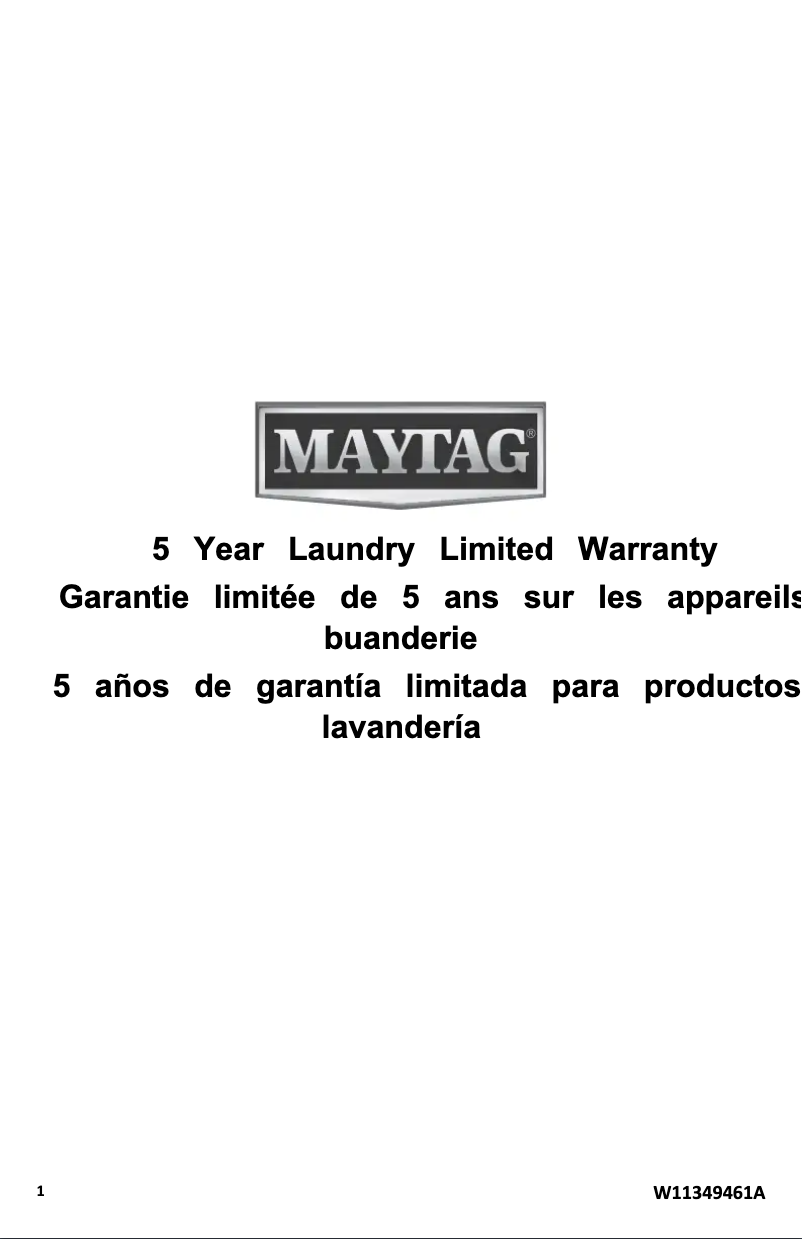 Página 1 del manual Información de garantía Maytag MED6230RHW