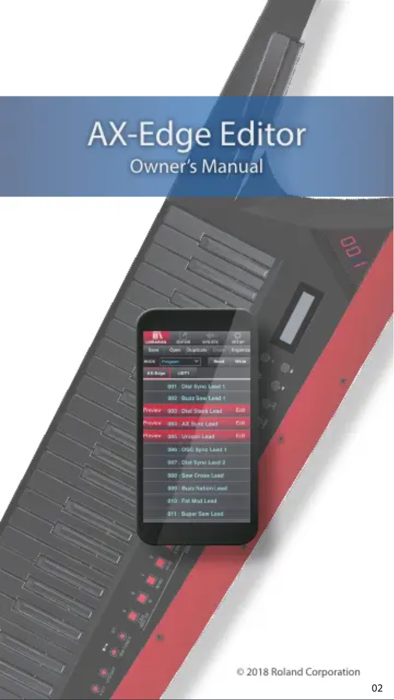 Image de la première page du manuel de l'appareil AX-Edge Editor