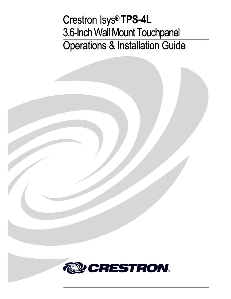 Page n°1 - Manuel utilisateur Crestron TPS-4LW