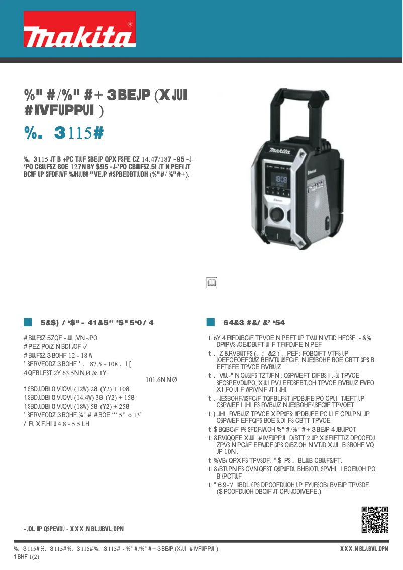Page n°1 - Fiche technique Makita DMR115B