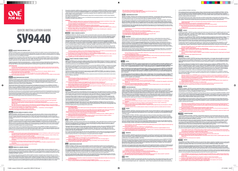 Page 1 of the manual User Manual One for all SV 9440