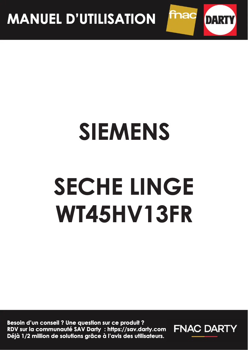 Page n°1 - Manuel utilisateur Siemens WT45HV13FR