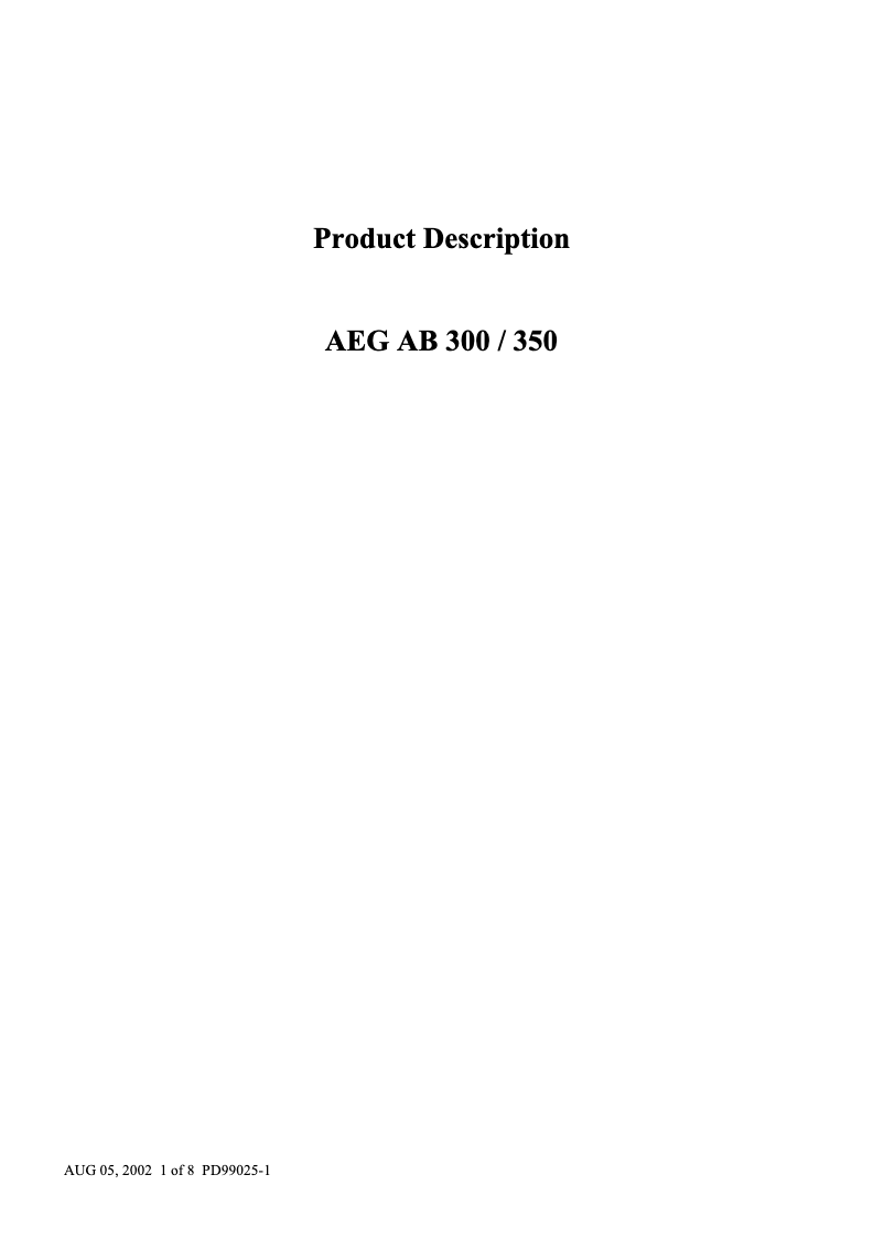 Page 1 de la notice Manuel utilisateur AEG AB 350