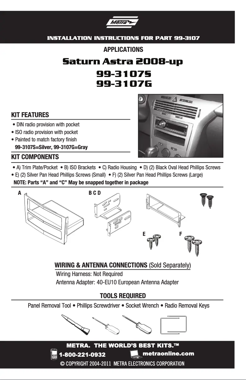 Page n°1 - Manuel utilisateur Metra 99-3107G