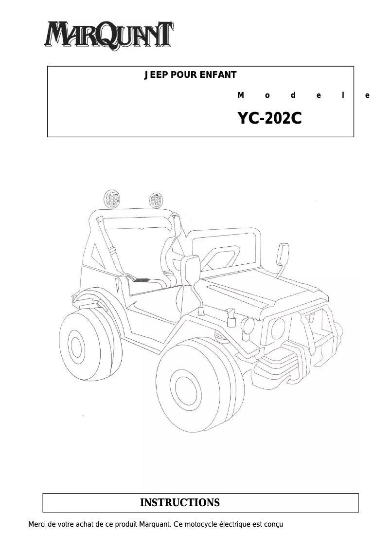 Page 1 de la notice Manuel utilisateur Marquant YC-202C