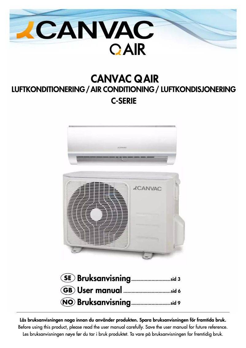 Page n°1 - Manuel utilisateur Canvac Q Air C-Serie