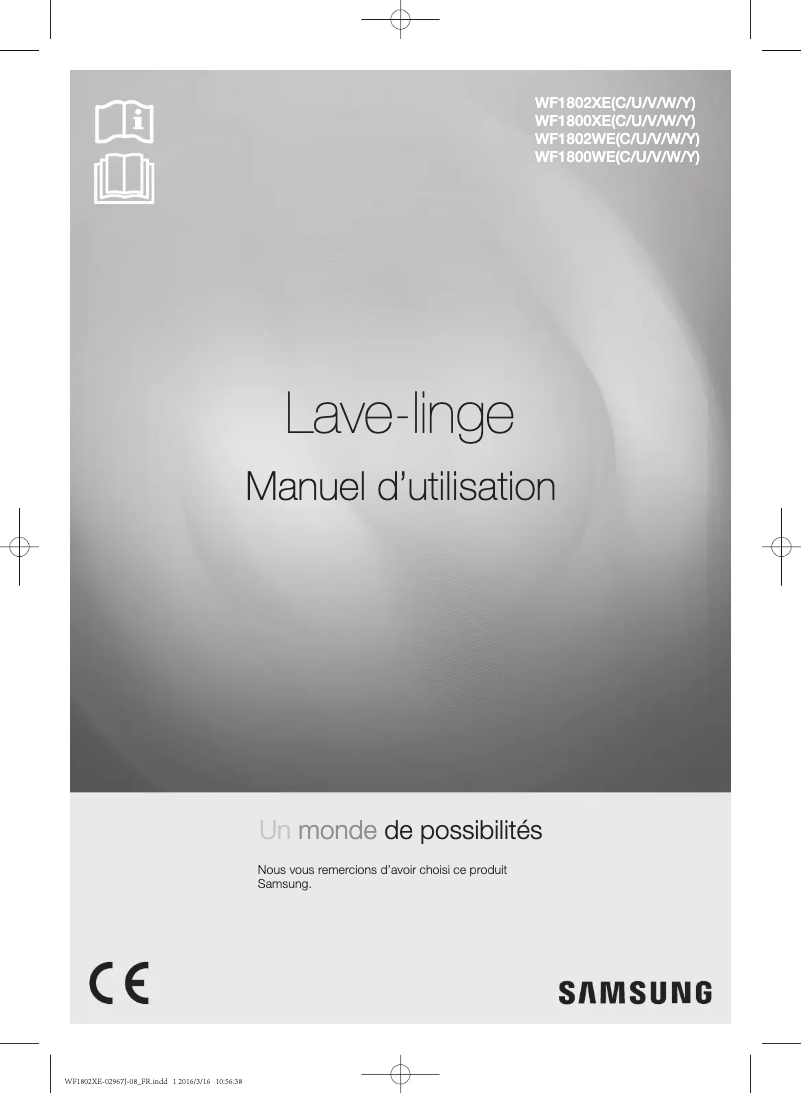Page 1 de la notice Manuel utilisateur Samsung WF1802XEC