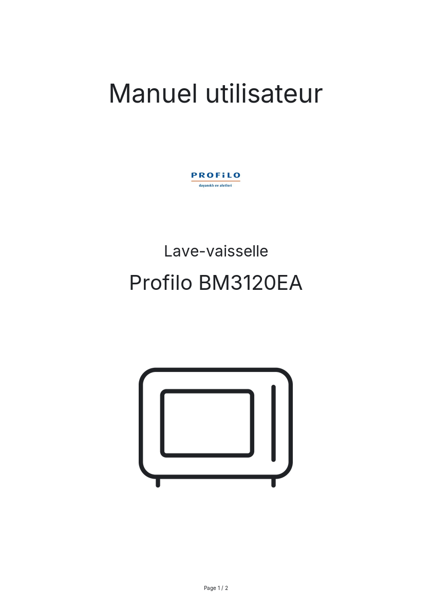 Page n°1 - Manuel utilisateur Profilo BM3120EA