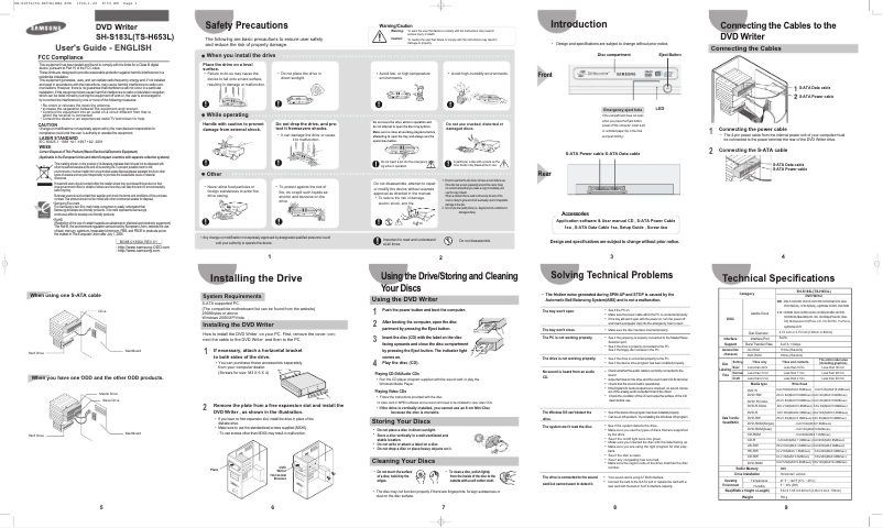 Image de la première page du manuel de l'appareil SH-S183L