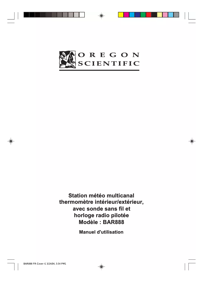 Page 1 de la notice Manuel utilisateur Oregon Scientific BAR888