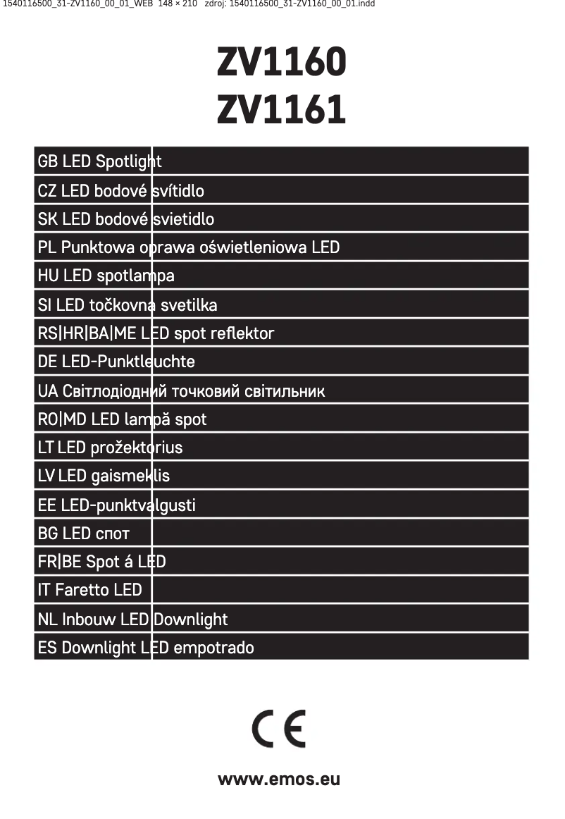 Image de la première page du manuel de l'appareil ZV1160