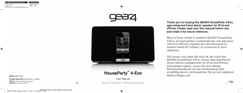Página 1 del manual Manual de usuario Gear4 HouseParty 4 EVO