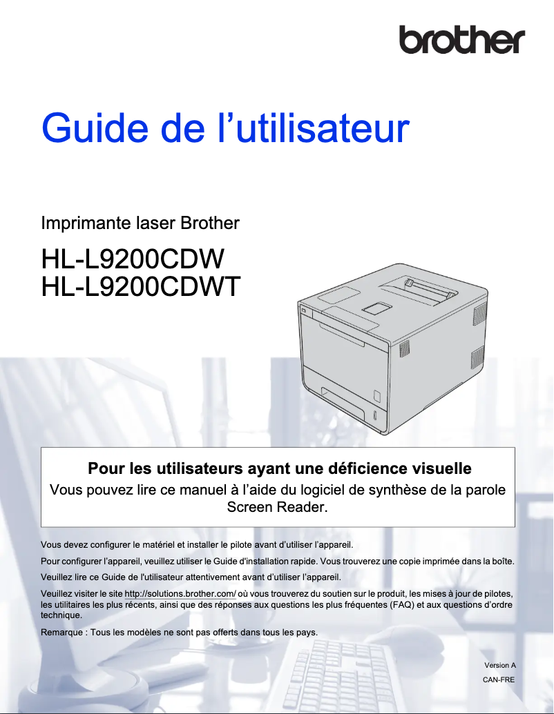 Page n°1 - Manuel utilisateur Brother HL-L9200CDW