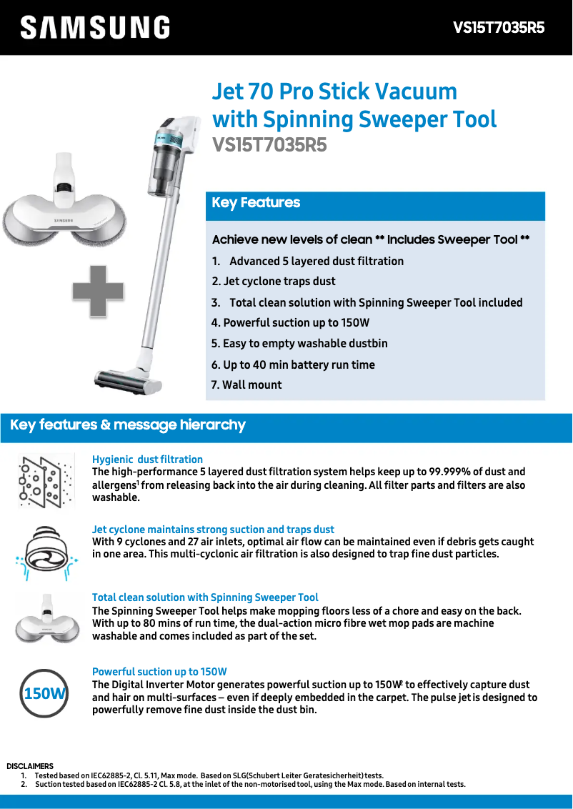 Image de la première page du manuel de l'appareil VS15T7035R5