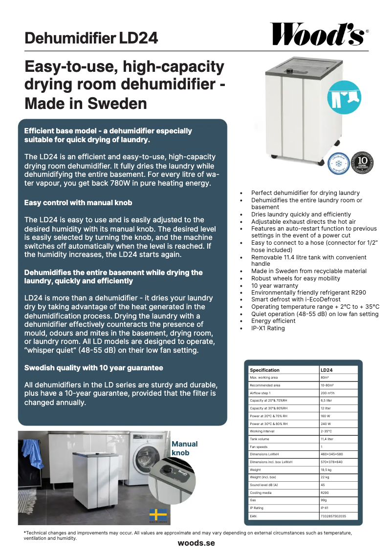 Page 1 de la notice Fiche technique Wood's LD24