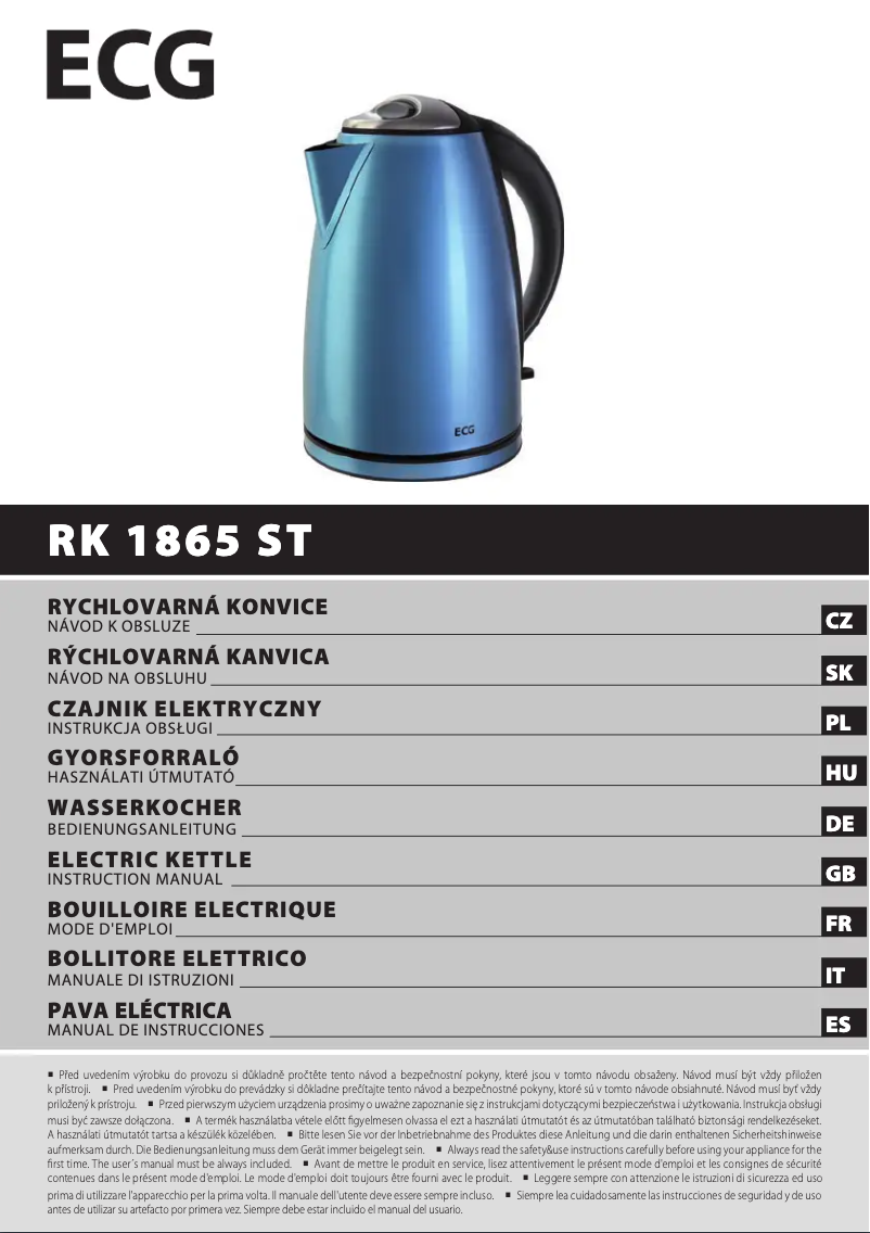 Page n°1 - Manuel utilisateur ECG RK 1865 ST