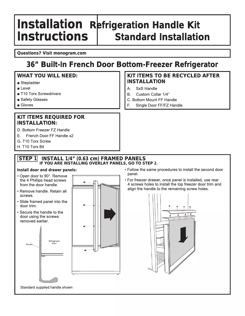 Page n°1 - Manuel utilisateur Monogram Low Profile Visor Handle Trim Kit