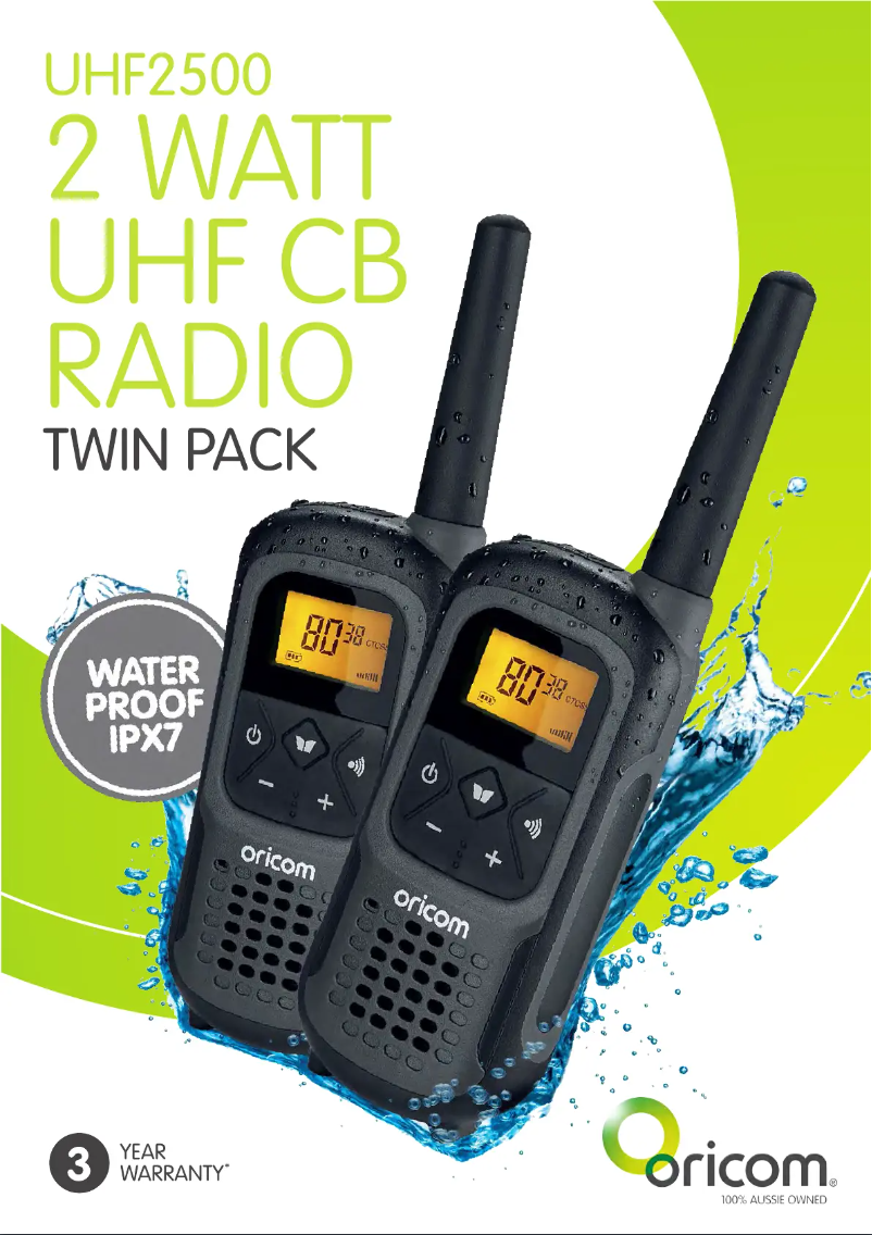 Page 1 of the manual Technical Sheet Oricom UHF2500