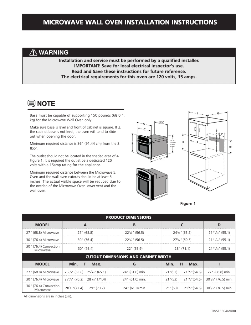 Page 1 de la notice Guide d'installation Electrolux EW30MO55HS