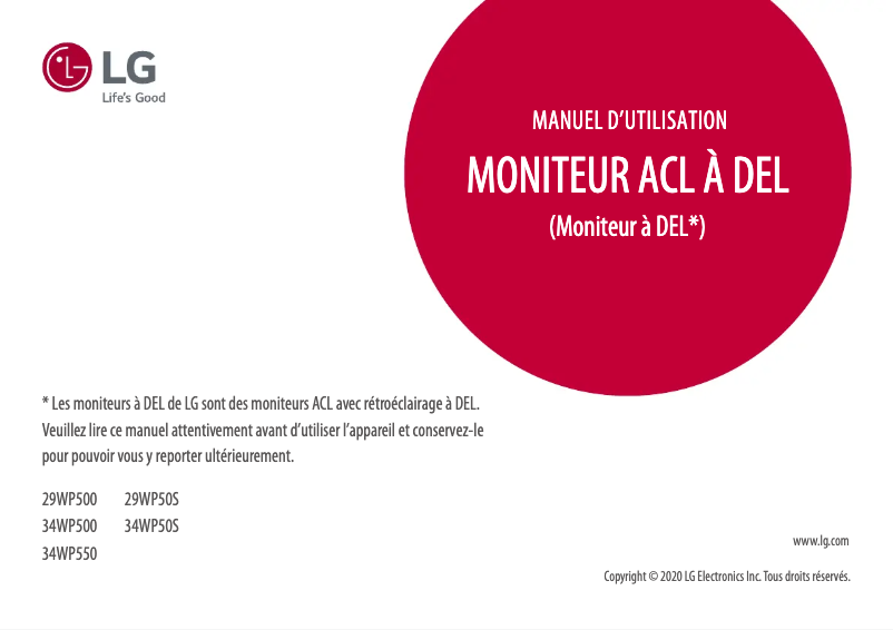 Page n°1 - Manuel utilisateur LG UltraWide 34WP500